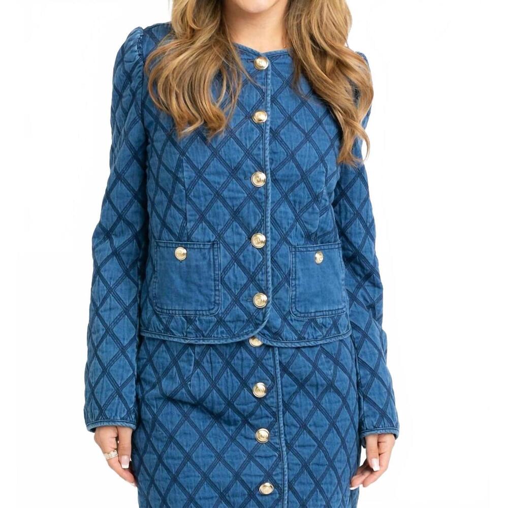 NEW KARLIE denim stitch novelty jacket in blue